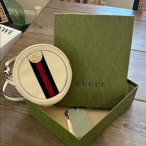 Gucci Cream Crossbody Bag with Red and Blue Stripe
